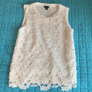 Ann Taylor Sleeveless White Lacey Blouse XSP